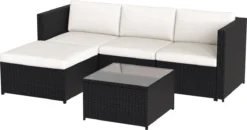 Ensemble De Salon Pour Jardin - Mobilier De Jardin - Coin Salon - Canapés - Table - Table D'appoint - Avec Coussins - Zwart -Jardin Meubles Magasin 1200x631 2