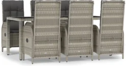 La Dolce Vita - Salon De Jardin 7 Pièces - Salon De Terrasse - Salon De Jardin Avec Chaises Et Table - Salon De Plein Air Avec Coussins Poly Rotin Gris