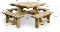 Table De Pique-nique Carrée En Bois De Luxe MaximaVida Tallinn 120 Cm - Plus D'espace Pour Les Jambes -Jardin Meubles Magasin 1200x632