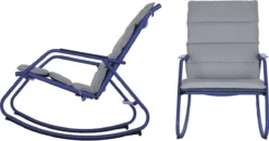 NATERIAL - Chaise à Bascule LYCO - Chaise à Bascule - Avec Coussins Gris - Acier - Blauw - Chaise à Bascule - Chaise Longue De Jardin - Chaise Longue - Chaise à Bascule -Jardin Meubles Magasin 1200x634 1