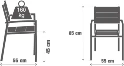 NATERIAL - Set De 4 Chaises De Jardin ORION BETA II Avec Accoudoirs - 4 Chaises De Jardin - Empilables - Chaises De Terrasse - Chaises De Salle à Manger - Aluminium - Textilène - Wit -Jardin Meubles Magasin 1200x638 6