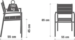 Set - Lot De 6 Chaises De Jardin ORION BETA II Avec Accoudoirs - 6 Fauteuils De Jardin - Empilables - Chaises De Terrasse - Chaises De Chaises De Salle à Manger - Aluminium - Textilène - Anthracite -Jardin Meubles Magasin 1200x638 7