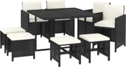 La Dolce Vita - Salon De Jardin 9 Pièces - Salon De Terrasse - Salon De Jardin Avec Chaises Et Table - Salon De Plein Air Avec Coussins Poly Rotin Noir -Jardin Meubles Magasin 1200x642 2