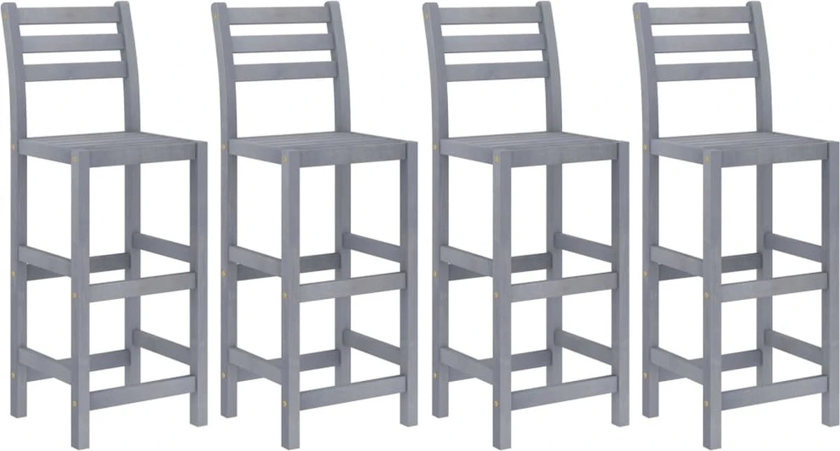 Ensemble De Bar De Jardin Premium - Ensemble De Bar De Jardin 5 Pièces Bois D'acacia Massif Gris 12 Ensemble De Bar De Jardin Premium - Ensemble De Bar De Jardin 5 Pièces Bois D'acacia Massif Gris – Image 12