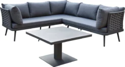 Mobilier De Garden SenS - Ensemble De Salon Ohio Avec Table De Jardin élévatrice - Grijs - 219x219x74