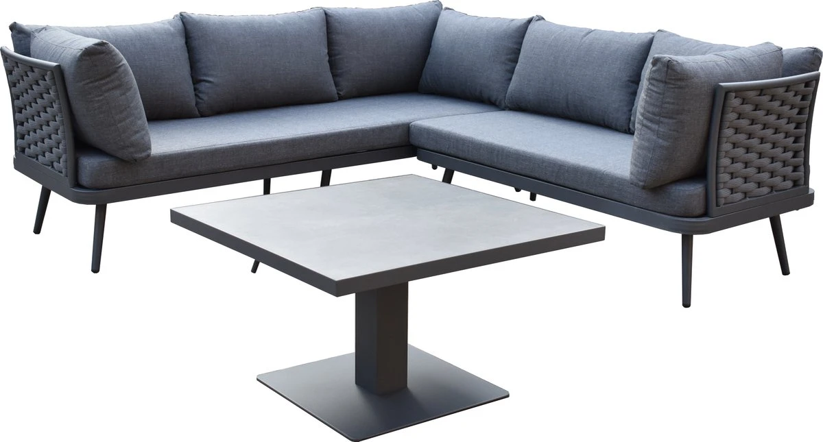 Mobilier De Garden SenS - Ensemble De Salon Ohio Avec Table De Jardin élévatrice - Grijs - 219x219x74 1 Mobilier De Garden SenS - Ensemble De Salon Ohio Avec Table De Jardin élévatrice - Grijs - 219x219x74