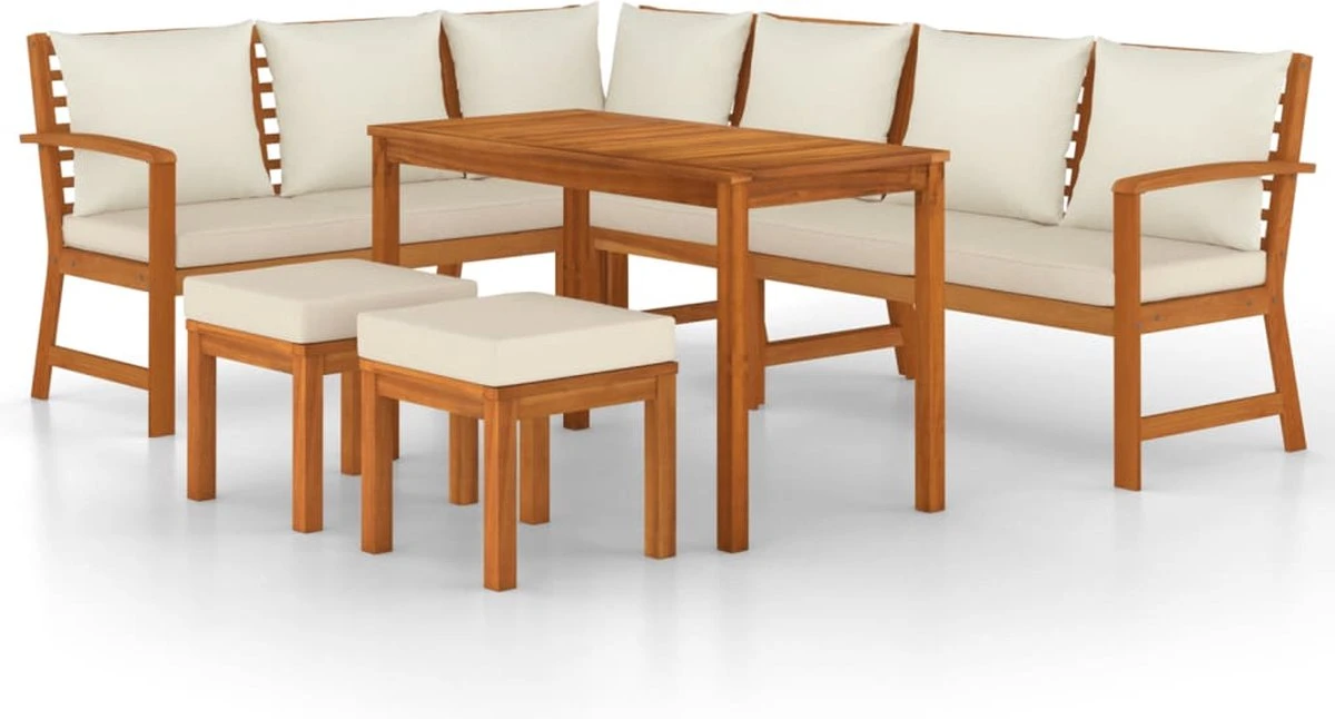 La Dolce Vita - Salon De Jardin 7 Pièces - Salon De Terrasse - Salon De Jardin Avec Chaises Et Table - Salon De Plein Air Avec Coussins En Bois D'acacia Massif 1 La Dolce Vita - Salon De Jardin 7 Pièces - Salon De Terrasse - Salon De Jardin Avec Chaises Et Table - Salon De Plein Air Avec Coussins En Bois D'acacia Massif