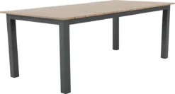 NATERIAL - Table De Jardin Rectangulaire SAN DIEGO - 200 X 100 X 75 Cm - 6 Personnes - Aluminium - Eucalyptus FSC - Anthracite - Gris Foncé - Table à Manger D'extérieur - Table Extensible - Rallonge