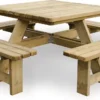 Table De Pique-nique Carrée En Bois De Luxe MaximaVida Tallinn 120 Cm - Plus D'espace Pour Les Jambes