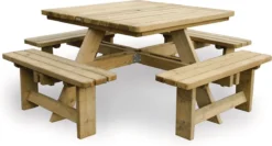 Table De Pique-nique Carrée En Bois De Luxe MaximaVida Tallinn 120 Cm - Plus D'espace Pour Les Jambes