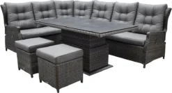 Ensemble De Salon D'angle Réglable Ibiza Premium Dining 7 Pièces Anthracite Avec Table Réglable