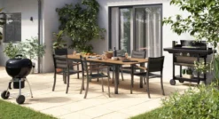 NATERIAL- Salon De Jardin 6 Personnes - Table De Jardin ORIS 180/240x100 Cm - Table Extensible - 6 Chaises De Jardin ORIS Avec Accoudoirs - Fauteuil De Jardin - Empilable - Salon - Aluminium - Textilène -Jardin Meubles Magasin 1200x653 4