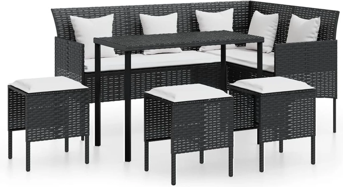 Prolenta Premium - Ensemble De Salon 5 Pièces Avec Coussins En Forme De L Poly Rotin Noir - Maison Et Jardin 2 Prolenta Premium - Ensemble De Salon 5 Pièces Avec Coussins En Forme De L Poly Rotin Noir - Maison Et Jardin – Image 2