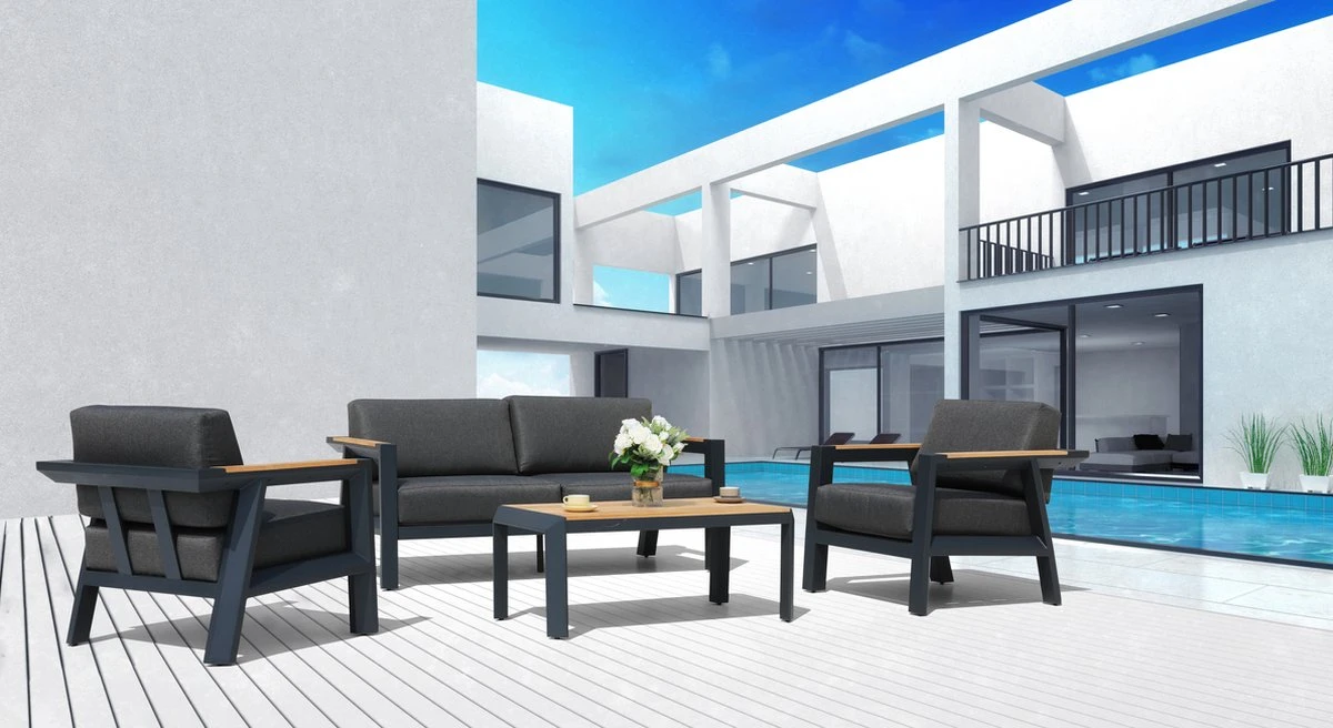 Salon De Garden SenS - Ensemble De Salon En Teck Alexia En Aluminium - Zwart - 77,5x88,5x85 2 Salon De Garden SenS - Ensemble De Salon En Teck Alexia En Aluminium - Zwart - 77,5x88,5x85 – Image 2