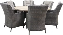 Ensemble De Jardin Taste By 4 Seasons Louvre Ø 160 Cm Avec Chaise De Jardin Osborn Sand 7 Pièces