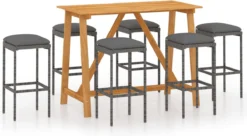 Ensemble De Bar De Jardin Premium - Ensemble De Bar De Jardin 7 Pièces Avec Coussins Gris -Jardin Meubles Magasin 1200x659 2