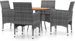 La Dolce Vita - Salon De Jardin 5 Pièces - Salon De Terrasse - Salon De Jardin Avec Chaises Et Table - Salon De Plein Air Poly Rotin Gris