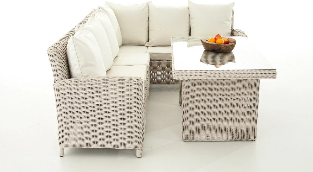 Clp Minari Lounge Ensemble De Salle à Manger - Poly Rotin 5 Mm - Rotin Rond 5 Mm: Gris Chiné Housse: Blanc Crème 9 Clp Minari Lounge Ensemble De Salle à Manger - Poly Rotin 5 Mm - Rotin Rond 5 Mm: Gris Chiné Housse: Blanc Crème – Image 9