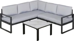 Outsunny De Jardin 3 Pièces Ensemble De Jardin En Aluminium Groupe De Sièges Avec Coussins De Table Basse Gris 84B-609