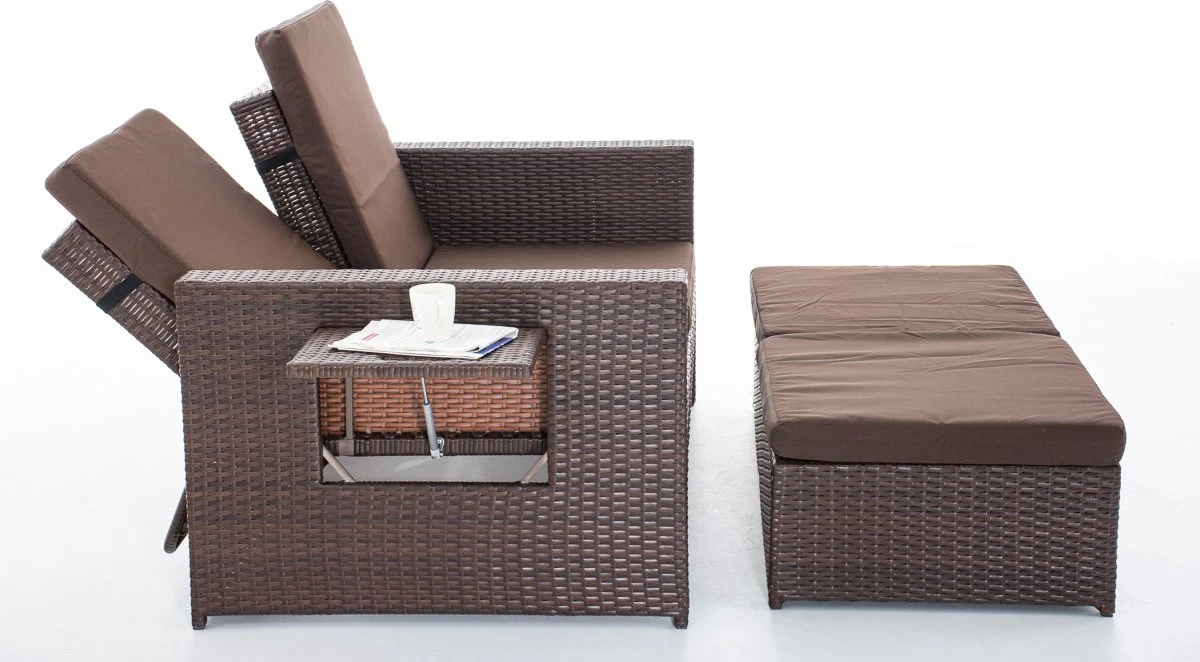 Canapé Lounge Avec Pouf - Osier - Mobilier De Jardin - Pour L'extérieur, Le Jardin Et Le Balcon - Ensemble Canapé Lounge - Marron - 2 Personnes 6 Canapé Lounge Avec Pouf - Osier - Mobilier De Jardin - Pour L'extérieur, Le Jardin Et Le Balcon - Ensemble Canapé Lounge - Marron - 2 Personnes – Image 6