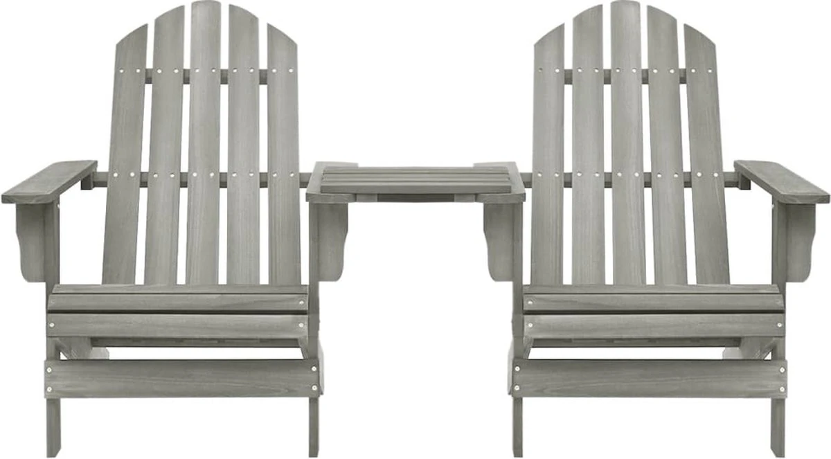 Prolenta Premium - Chaises De Jardin De Jardin Adirondack Avec Table Pin Massif Gris 2 Prolenta Premium - Chaises De Jardin De Jardin Adirondack Avec Table Pin Massif Gris – Image 2