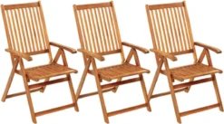VidaXL Chaises De Jardin De Jardin 3 Pièces Pliables Avec Coussins VidaXL Massif -Jardin Meubles Magasin 1200x664