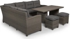 Grijs Riviera | Ensemble De Salon Set Angle Ensemble De Salle à Manger Ensemble De Jardin | Osier | Poufs Angle, Table Haute De Jardin, 2 Hockers | 6 Places -Jardin Meubles Magasin 1200x665 7