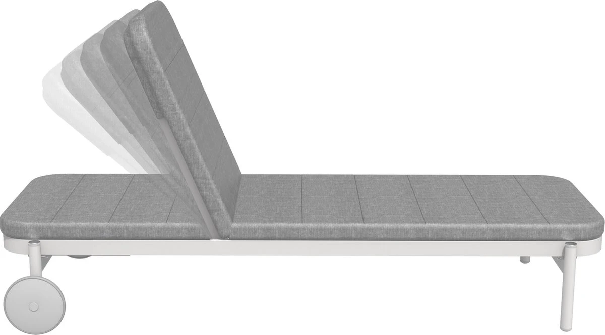 NATERIAL - Transat ARENA - Transat De Jardin Avec Dossier Réglable - 198X82X90 Cm - 5 Positions - Avec Kussen - Avec Roulettes - Aluminium - Polypropylène - Blanc - Gris 4 NATERIAL - Transat ARENA - Transat De Jardin Avec Dossier Réglable - 198X82X90 Cm - 5 Positions - Avec Kussen - Avec Roulettes - Aluminium - Polypropylène - Blanc - Gris – Image 4