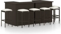 Prolenta Premium - Ensemble De Bar De Jardin 8 Pièces Avec Coussins Poly Rotin Marron