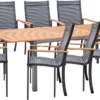 NATERIAL- Salon De Jardin Pour 8 Personnes - Table De Jardin ORIS 180/240x100 Cm - Table Extensible - 8 Chaises De Jardin DORA Avec Accoudoirs - Empilable - Salon - Aluminium - Plastique Recyclé