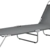 Chaise Longue - Chaise Longue - Pliable - Dimensions (LxlxH) 186 X 55 X 24 Cm - Matière Tissu & Acier - Couleur Gris Foncé & Argenté
