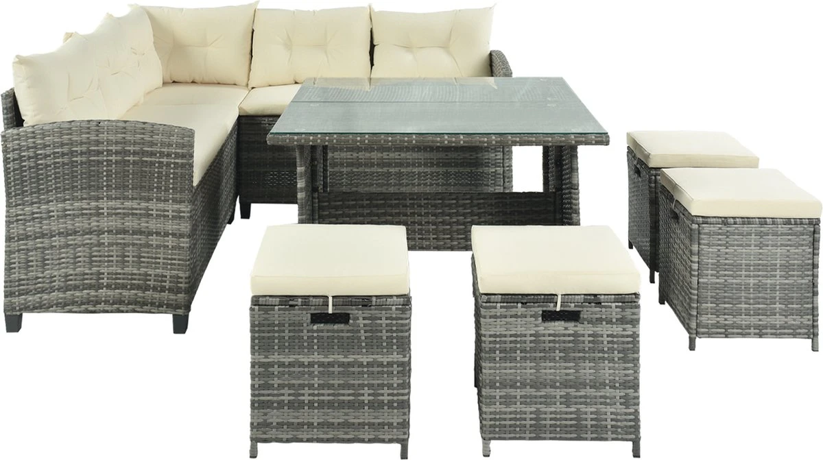 Merax Salon De Jardin 9 Personnes - Salon De Jardin - Banc De Jardin - Table De Jardin - Salon De Jardin Salon De Jardin - Salon De Jardin Avec Coussins - Gris Clair 1 Merax Salon De Jardin 9 Personnes - Salon De Jardin - Banc De Jardin - Table De Jardin - Salon De Jardin Salon De Jardin - Salon De Jardin Avec Coussins - Gris Clair