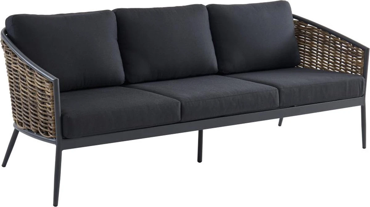 MYLIA Coin Repas De Jardin En Résine Tressée Et Aluminium : 1 Canapé 3 Places, 2 Fauteuils Et 2 Tables Basses - Anthracite - BARLETTA L 206 Cm X H 75 Cm X P 82 Cm 4 MYLIA Coin Repas De Jardin En Résine Tressée Et Aluminium : 1 Canapé 3 Places, 2 Fauteuils Et 2 Tables Basses - Anthracite - BARLETTA L 206 Cm X H 75 Cm X P 82 Cm – Image 4