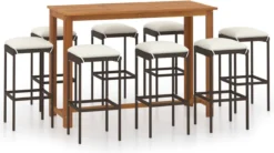La Dolce Vita - Table GardenBar 9 Pièces Avec Chaises - Meuble Bar - Meuble Bar - Meuble D'angle Bar - Table Haute Avec Tabourets - Ensemble Bistro Avec Table Et Chaises Avec Coussins Marron