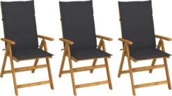 Chaises De Jardin Chaises De Jardin 3 Pcs Pliables Avec Coussins En Bois D'acacia Massif