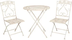 Set De Bistro Table De Bistrot Chaise De Bistrot (3 Pièces) Ø 70*76 Cm / 39*48*91 Cm (2) Boucles De Fer Wit Ensemble De Balcon Ensemble De Jardin Ensemble De Terrasse