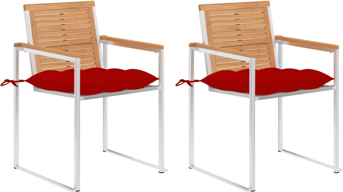 Prolenta Premium - Chaises De Jardin De Jardin 2 Pcs Avec Coussins Teck Massif Et Acier 1 Prolenta Premium - Chaises De Jardin De Jardin 2 Pcs Avec Coussins Teck Massif Et Acier