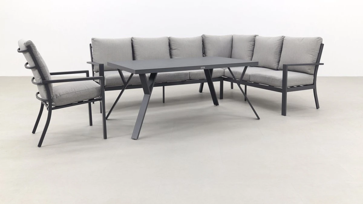 Garden Impressions Senja Salon Salle à Manger 4 Pièces Droite Avec Chaise - Gris Foncé 2 Garden Impressions Senja Salon Salle à Manger 4 Pièces Droite Avec Chaise - Gris Foncé – Image 2