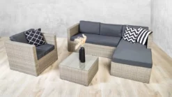 Belito® Ibiza Lounge Set Wicker - Ensemble De Jardin 4 Personnes - Résistant Aux Intempéries - Coussins Gris Hydrofuges - Incl. Fauteuil Lounge Et Table Basse - Poly -Jardin Meubles Magasin 1200x674 8
