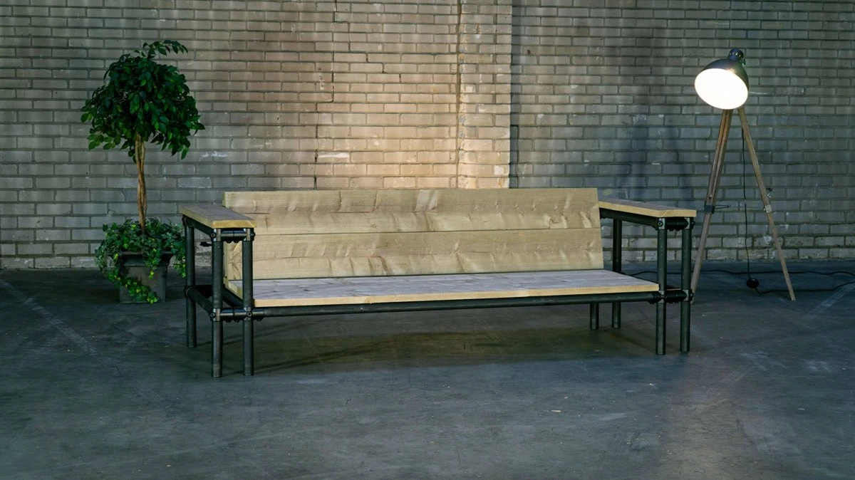 Meubles D' Outside | Banc De Jardin échafaudage Bois Et Tube D'échafaudage Noir Mat | Canapé Trois Places | Ancien Look | Pas D'oreillers | Banc De Jardin | Mobilier De Jardin 6 Meubles D' Outside | Banc De Jardin échafaudage Bois Et Tube D'échafaudage Noir Mat | Canapé Trois Places | Ancien Look | Pas D'oreillers | Banc De Jardin | Mobilier De Jardin – Image 6