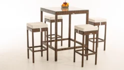 Bar De Jardin Rotin - Table De Bar Avec Tabourets - Intérieur Et Extérieur - Résistant Aux Intempéries - Salon De Mobilier De Jardin - Ensemble De Bar De Jardin - 4 Personnes