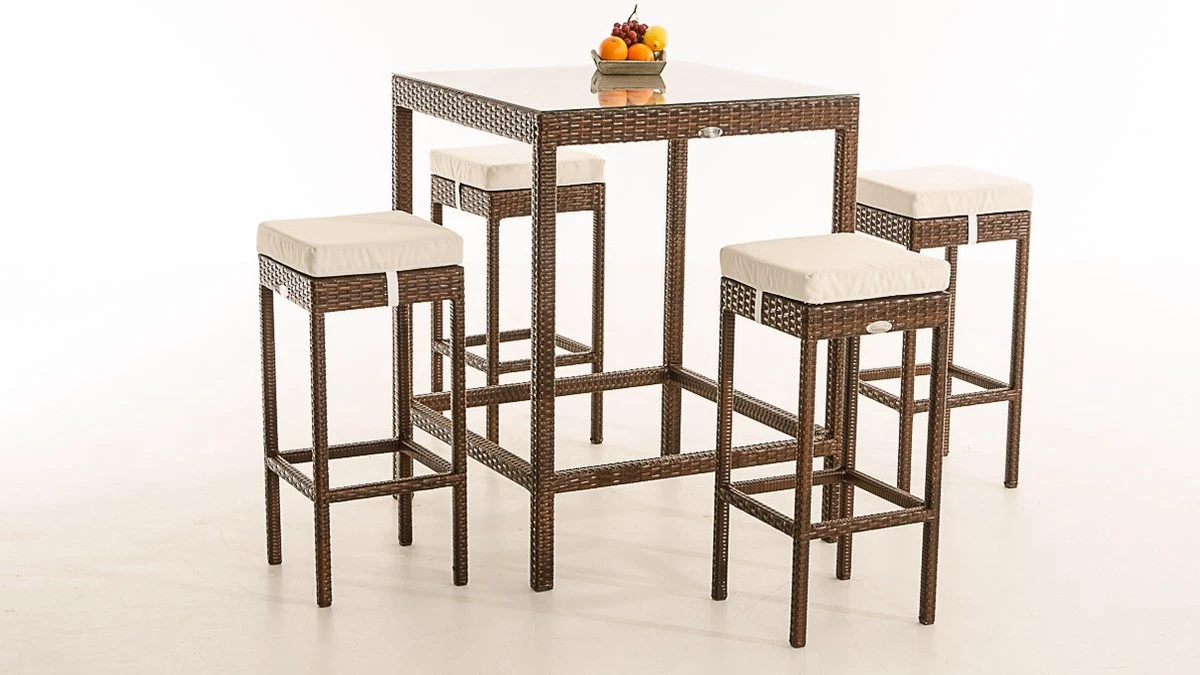 Bar De Jardin Rotin - Table De Bar Avec Tabourets - Intérieur Et Extérieur - Résistant Aux Intempéries - Salon De Mobilier De Jardin - Ensemble De Bar De Jardin - 4 Personnes 1 Bar De Jardin Rotin - Table De Bar Avec Tabourets - Intérieur Et Extérieur - Résistant Aux Intempéries - Salon De Mobilier De Jardin - Ensemble De Bar De Jardin - 4 Personnes