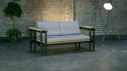 Meubles D' Outside | Banc De Jardin échafaudage Bois Et Tube D'échafaudage Noir Mat | Canapé Double | Ancien Look | Oreillers Gris | Banc De Jardin | Mobilier De Jardin -Jardin Meubles Magasin 1200x675 3