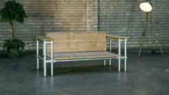 Meubles D' Outside | Bois D'échafaudage De Banc De Jardin Et Tube D'échafaudage Galvanisé | Canapé Simple | Ancien Look | Pas D'oreillers | Banc De Jardin | Mobilier De Jardin -Jardin Meubles Magasin 1200x675 7