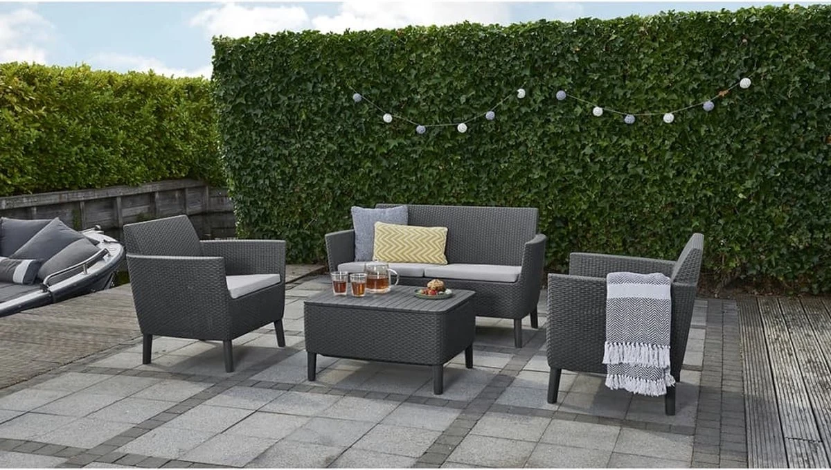 Ensemble De Salon En Plastique Allibert Salemo 4 Pièces | Avec Table Avec Espace De Rangement Intelligent 8 Ensemble De Salon En Plastique Allibert Salemo 4 Pièces | Avec Table Avec Espace De Rangement Intelligent – Image 8