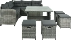 Ensemble De Meubles De Patio-ensemble De Banc De Salle à Manger De Patio 8 Pièces-canapé En Rotin Résistant Aux Intempéries Avec Table à Manger Et Chaise Et 4 Repose-pieds-osier Gris + Coussins Gris -Jardin Meubles Magasin 1200x681 1