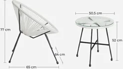 Cozy Living Mobilier De Balcon - Salon De Jardin - Mobilier De Terrasse - Set De 3 - Dessus De Table En Verre - 2 Chaises - Wit -Jardin Meubles Magasin 1200x681