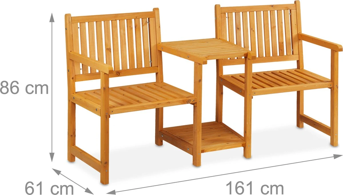 Banc De Jardin Relaxdays Avec Table - 2 Personnes - Banc D'extérieur En Bois - Banc De Balcon Romantique 9 Banc De Jardin Relaxdays Avec Table - 2 Personnes - Banc D'extérieur En Bois - Banc De Balcon Romantique – Image 9