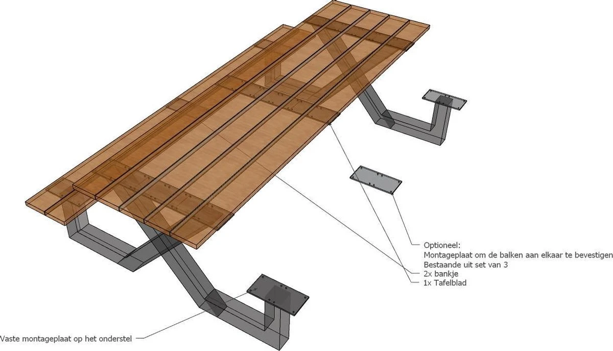 Table De Pique-nique Douglas | Structure Zwart| 350 Cm | Cadre En V | Table De Pique-nique Robuste 2 Table De Pique-nique Douglas | Structure Zwart| 350 Cm | Cadre En V | Table De Pique-nique Robuste – Image 2
