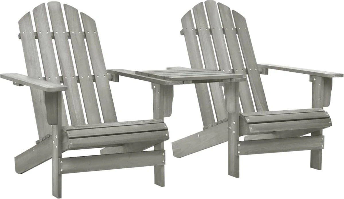 Prolenta Premium - Chaises De Jardin De Jardin Adirondack Avec Table Pin Massif Gris 1 Prolenta Premium - Chaises De Jardin De Jardin Adirondack Avec Table Pin Massif Gris